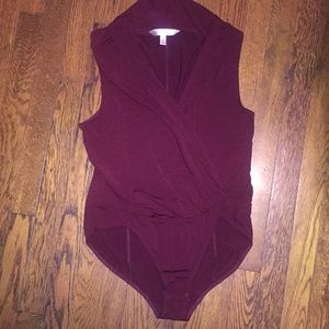 Burgundy crossover bodysuit